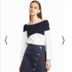 Pixie Market Criss Cross Fold Off-Shoulder Shirt